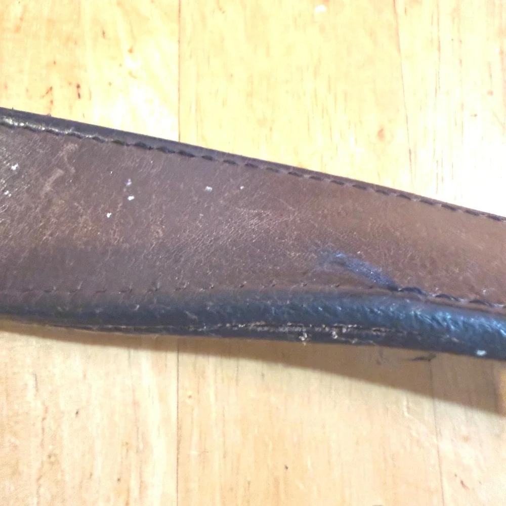 Duluth Trading Men's Leather Belt Brown Thick Size 40‎ Brass Style Buckle